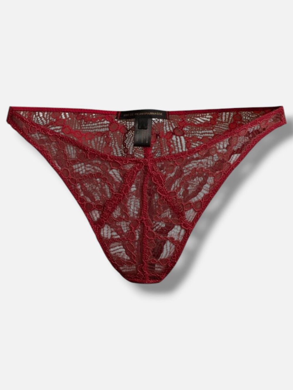 Kiki De Montparnasse Women's Red Sheer Lace Mon Cheri Thong Panties Size XS